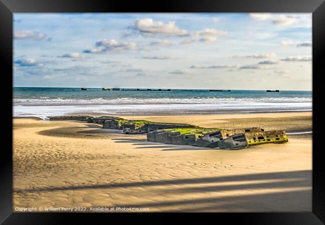 Old Ramp Beach Mulberry Harbor Arromanches-les-Bains Normandy Fr Framed Print by William Perry