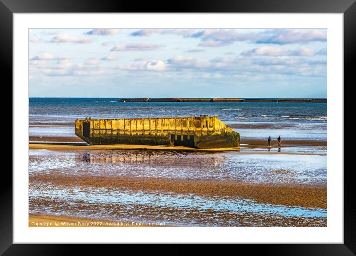 Ramp Beach Mulberry Harbor Arromanches-les-Bains Normandy France Framed Mounted Print by William Perry