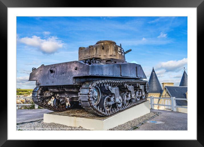 Sherman US Tank Monument Arromanches-les-Bains Normandy France Framed Mounted Print by William Perry