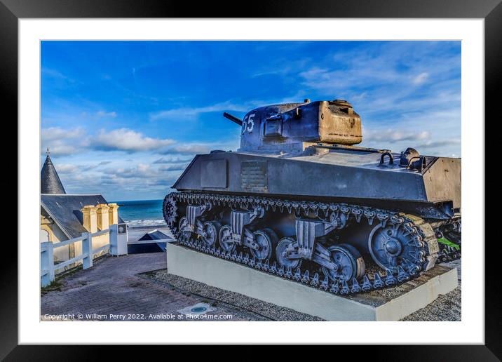 Sherman US Tank Monument Arromanches-les-Bains Normandy France Framed Mounted Print by William Perry