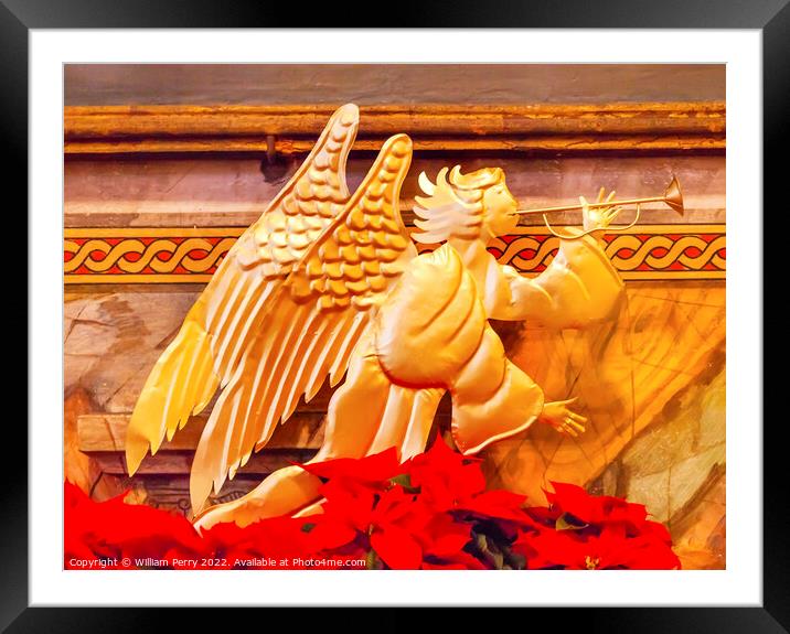 Angel Decoration Christmas Mission Santa Barbara California Framed Mounted Print by William Perry
