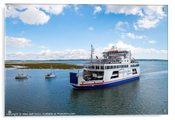 Wight Sun ferry heading into Lymington Acrylic by Allan Bell