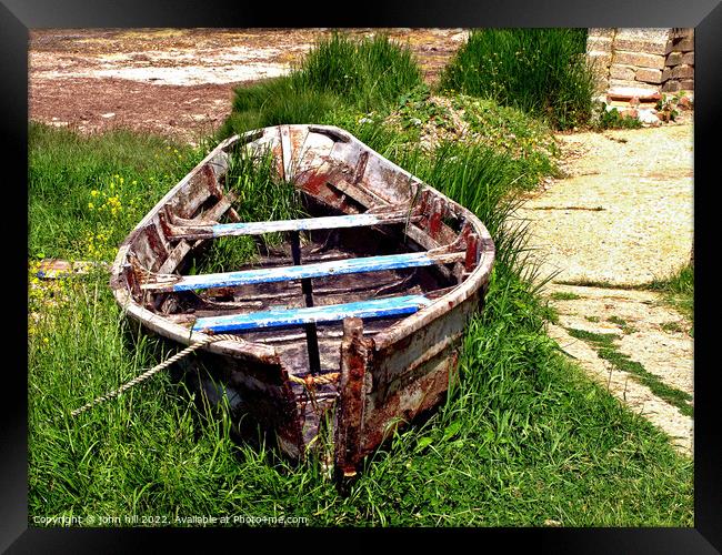 Abandoned fleet trow boat. Framed Print by john hill