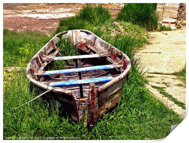 Abandoned fleet trow boat. Print by john hill