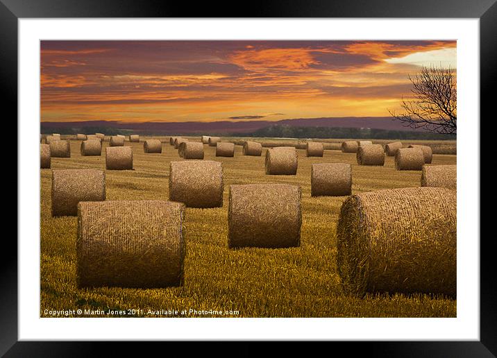 Straw Bale Sunset Framed Mounted Print by K7 Photography