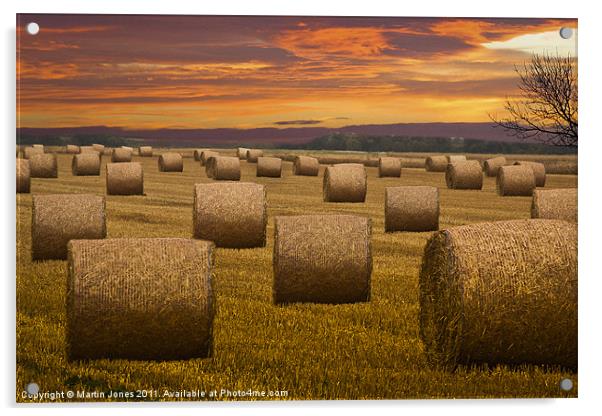 Straw Bale Sunset Acrylic by K7 Photography