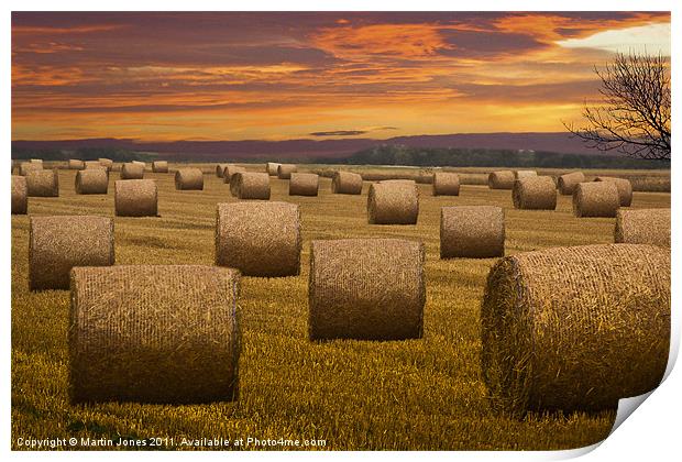 Straw Bale Sunset Print by K7 Photography