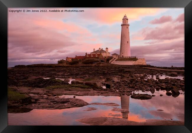Pink and Blue sunrise at St Mary's Island (2) Framed Print by Jim Jones