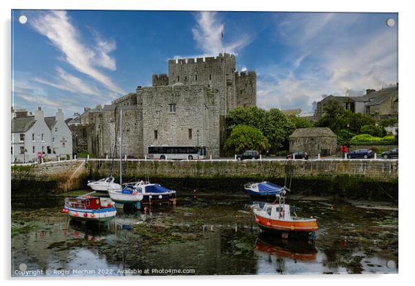 Castle Rushen's Harbour View Acrylic by Roger Mechan