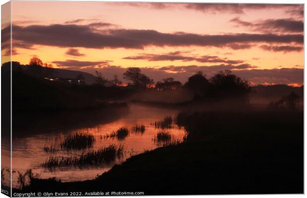 Evening sky over the River Ewenny Canvas Print by Glyn Evans