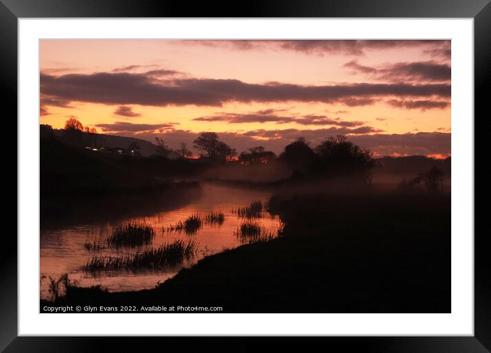 Evening sky over the River Ewenny Framed Mounted Print by Glyn Evans