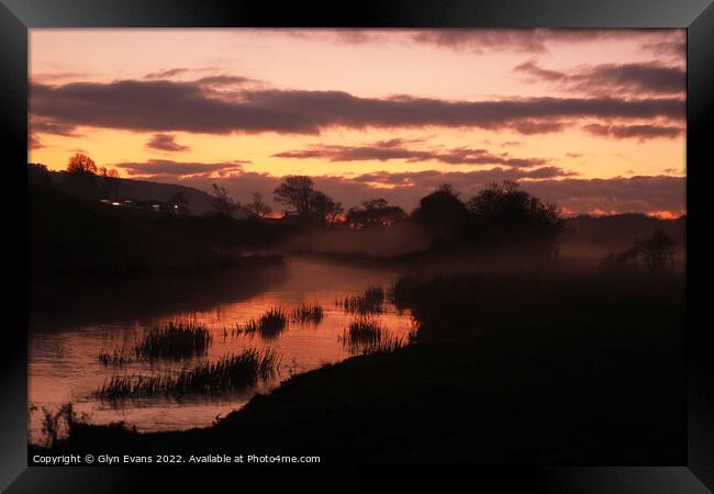 Evening sky over the River Ewenny Framed Print by Glyn Evans