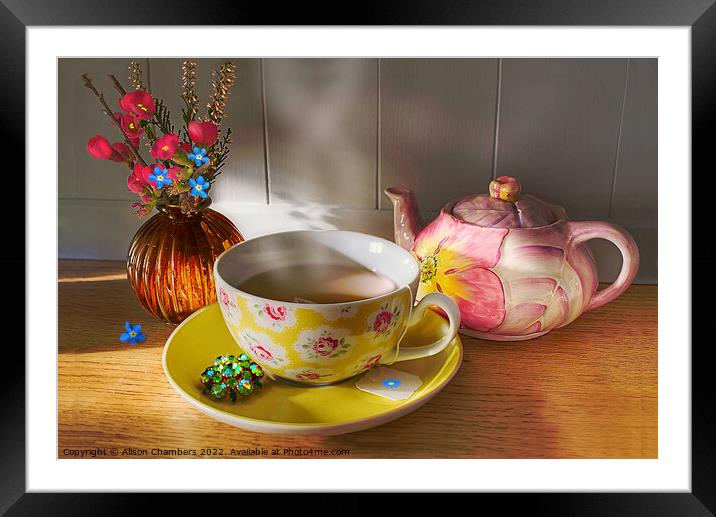 Breakfast Tea Framed Mounted Print by Alison Chambers