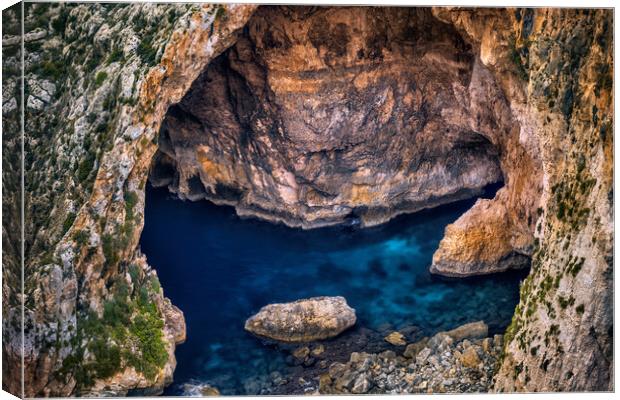 Blue Grotto Sea Cavern In Malta Canvas Print by Artur Bogacki