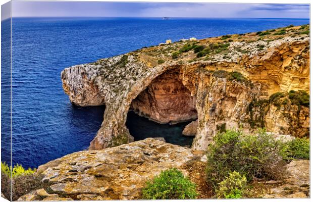 Blue Grotto Sea Cavern in Malta Island Canvas Print by Artur Bogacki