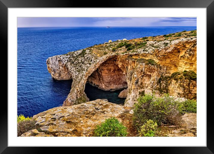 Blue Grotto Sea Cavern in Malta Island Framed Mounted Print by Artur Bogacki