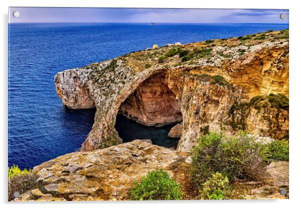 Blue Grotto Sea Cavern in Malta Island Acrylic by Artur Bogacki