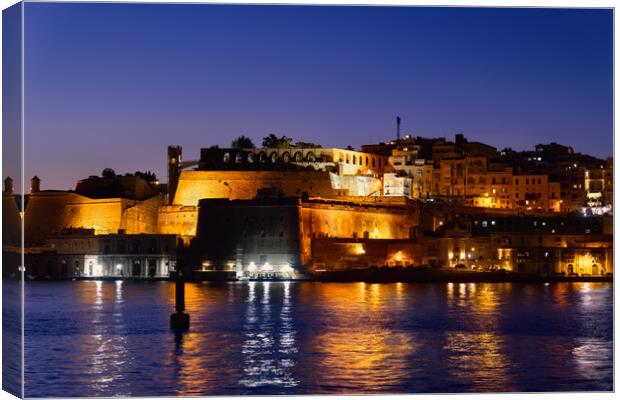 City of Valletta by Night in Malta Canvas Print by Artur Bogacki