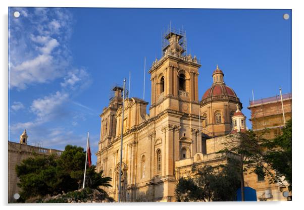 St Lawrence Church in Birgu, Malta Acrylic by Artur Bogacki