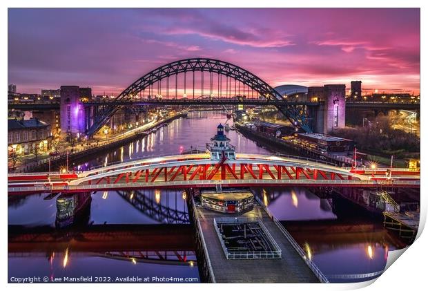 Newcastle Quayside Sunrise Print by Lee Mansfield