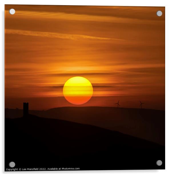 Sunrise Sunset Blacko Tower Lancashire Acrylic by Lee Mansfield
