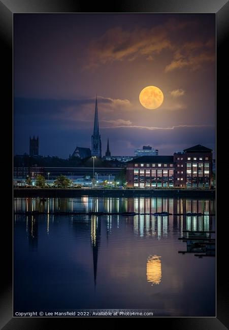 Full Moon Preston Lancashire Church Docks Reflection Night Framed Print by Lee Mansfield