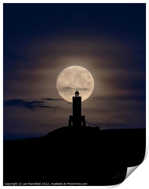 Full Moon Darwen Tower Lancashire Night Print by Lee Mansfield