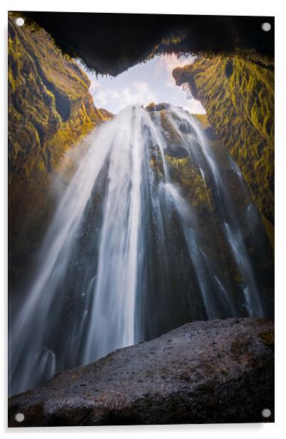 Gljufrabui waterfall inside a cave in Iceland Acrylic by Paulo Rocha