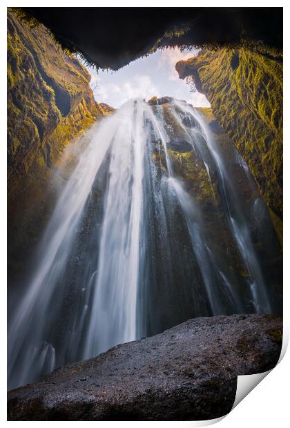 Gljufrabui waterfall inside a cave in Iceland Print by Paulo Rocha