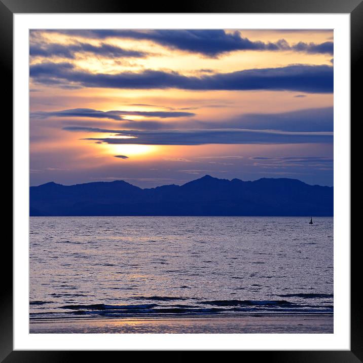 Sun setting over Goat Fell, Arran Framed Mounted Print by Allan Durward Photography