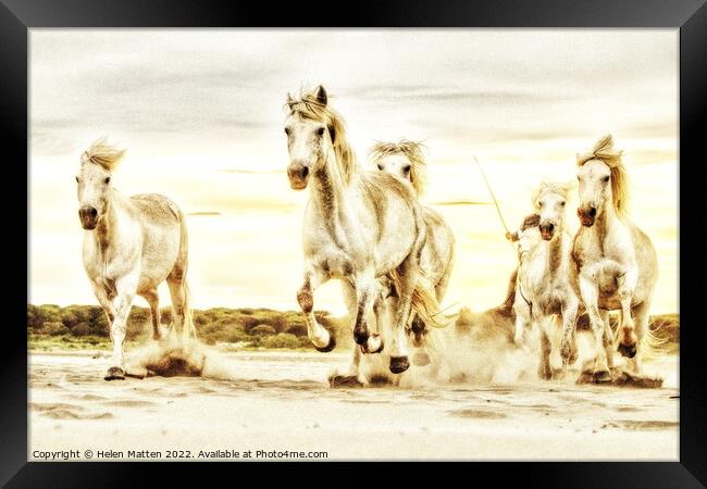 Chase on the Beach 1 Glowing Artwork Framed Print by Helkoryo Photography