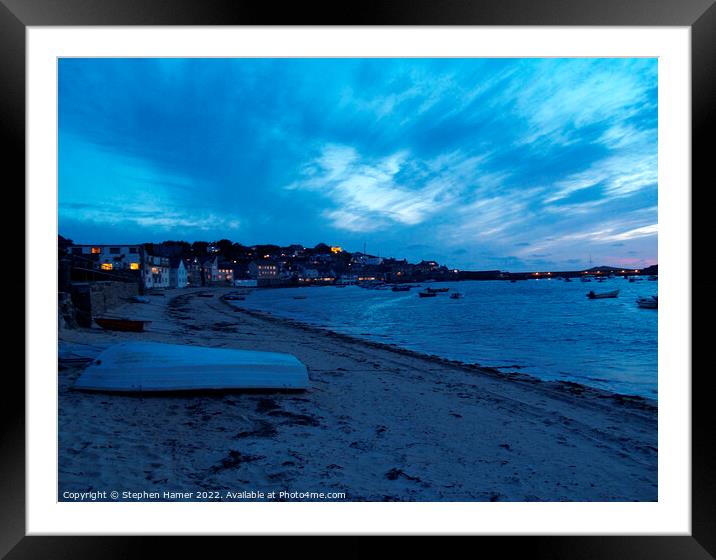 Evening lights on Town Beach Framed Mounted Print by Stephen Hamer