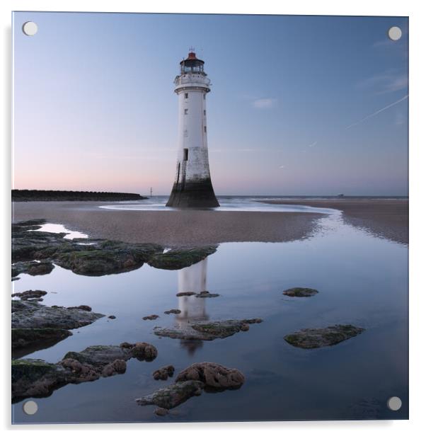 Perch Rock lighthouse reflection Acrylic by Ann Goodall