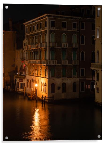 Palazzo Ruzzini on Canal Grande in Venice at Night Acrylic by Dietmar Rauscher