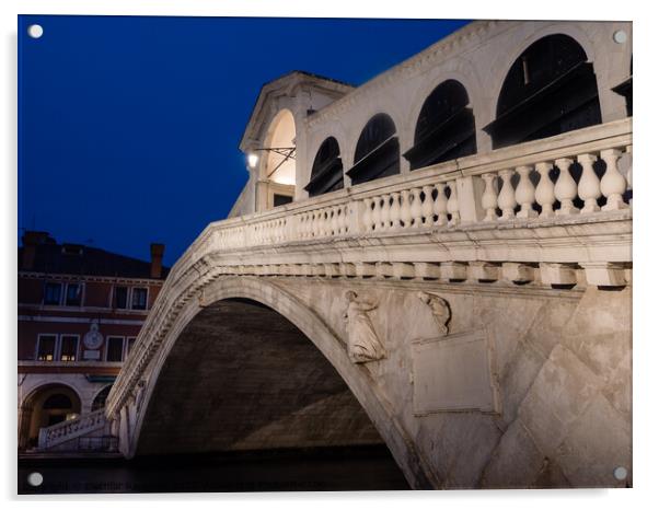 Rialto Bridge in Venice, Italy at Night Acrylic by Dietmar Rauscher