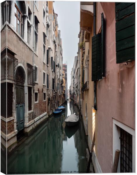 Small Canal in Venice, Italy Canvas Print by Dietmar Rauscher