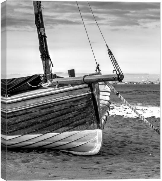 Boat at Meols shore  Canvas Print by Ann Goodall