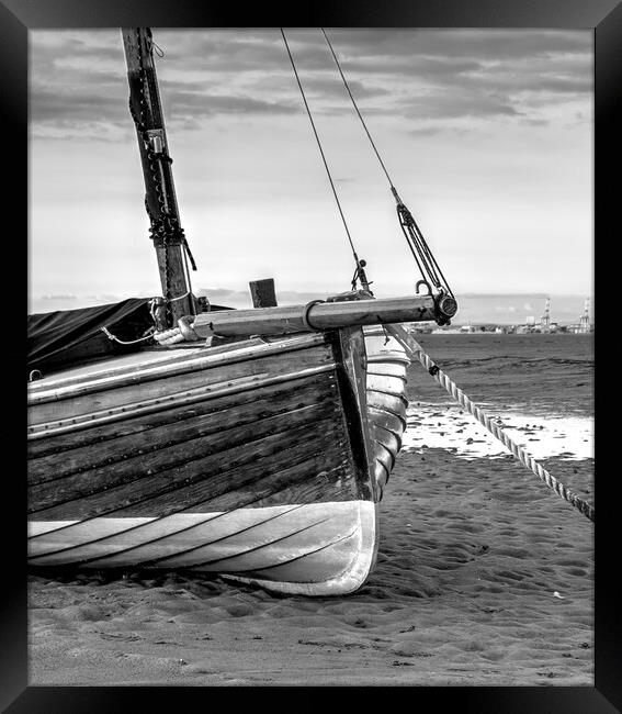 Boat at Meols shore  Framed Print by Ann Goodall