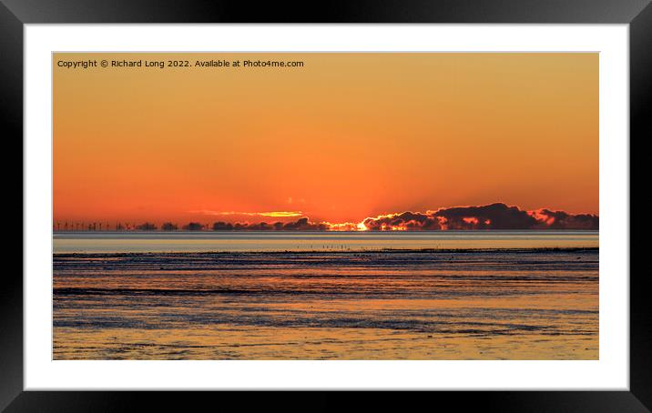Sunset over the Solway estuary Framed Mounted Print by Richard Long