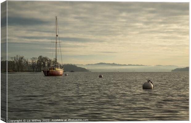 Misty Afternoon, Windermere Canvas Print by Liz Withey