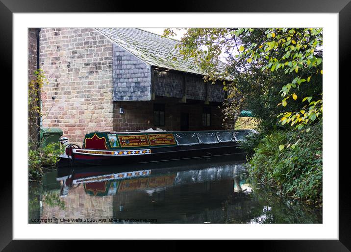 Narrow boat at Cromford Framed Mounted Print by Clive Wells