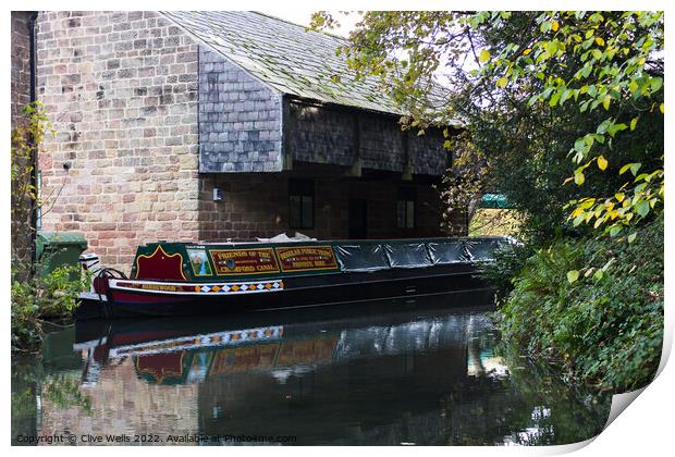 Narrow boat at Cromford Print by Clive Wells