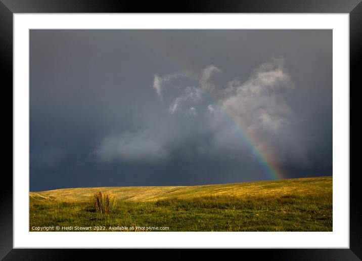 Dark Skies and Rainbow Framed Mounted Print by Heidi Stewart