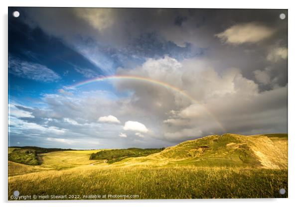 Rainbow Over Southerndown Acrylic by Heidi Stewart