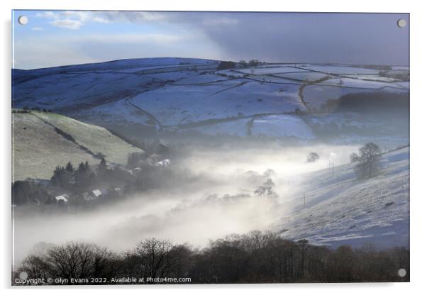Winter morning in the Ogmore Valley. Acrylic by Glyn Evans