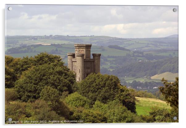 Paxtons Tower overlooking the Towy Valley Acrylic by Glyn Evans