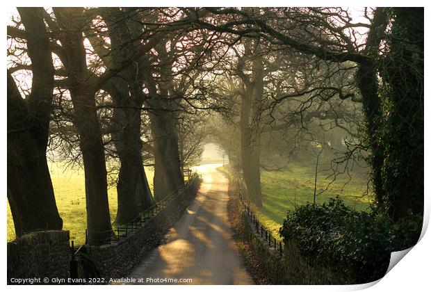 Road to Merthy Mawr Village Print by Glyn Evans