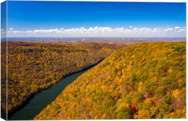 Narrow gorge of the Cheat River looking down towards the lake in Canvas Print by Steve Heap