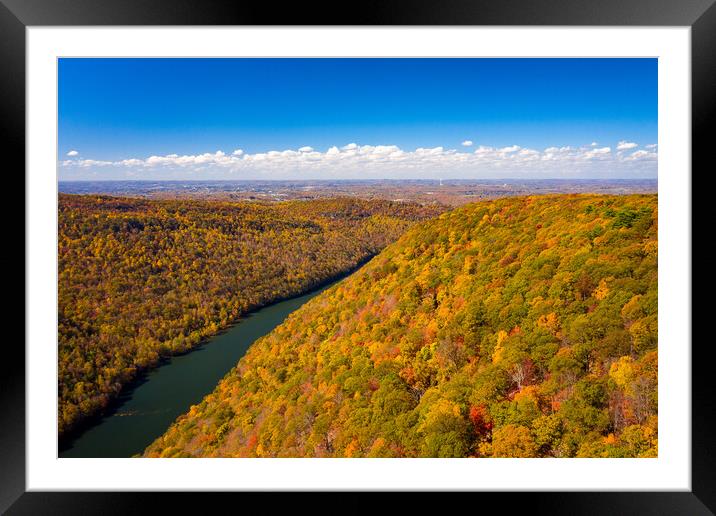 Narrow gorge of the Cheat River looking down towards the lake in Framed Mounted Print by Steve Heap