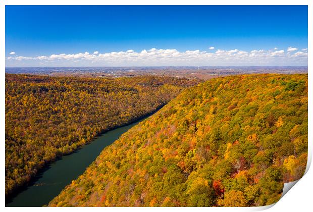 Narrow gorge of the Cheat River looking down towards the lake in Print by Steve Heap